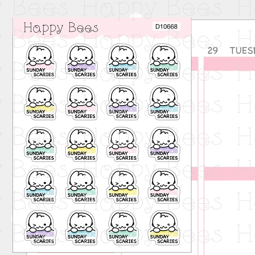 Sunday Scaries - Cute Doodles Self Care Planner Stickers D10668