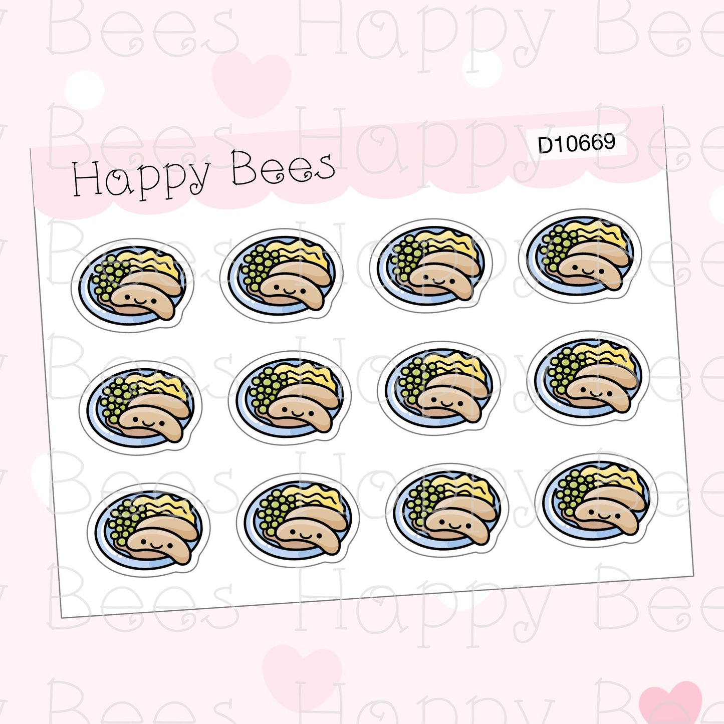 Bangers and Mash Doodles - Cute Food Planner Stickers D10669