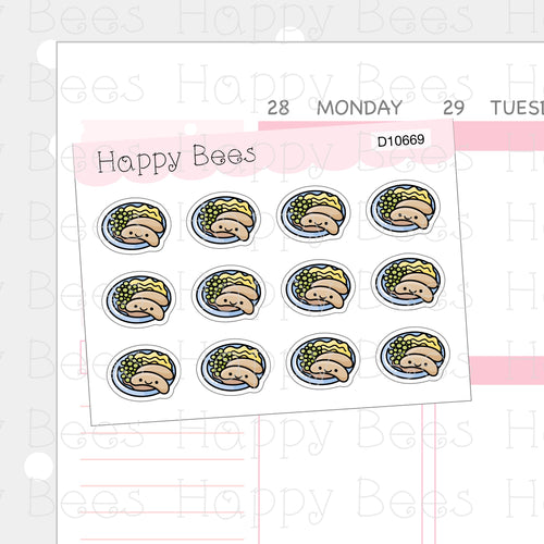 Bangers and Mash Doodles - Cute Food Planner Stickers D10669