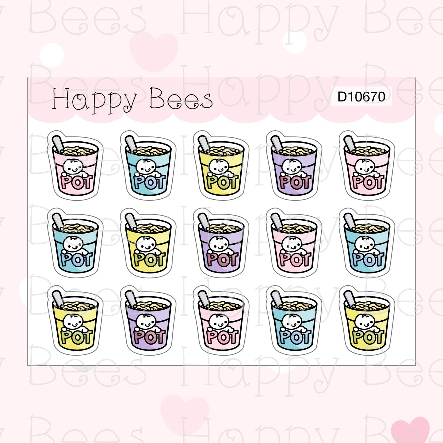 Cup Noodles Doodles - Cute Food Planner Stickers D10670