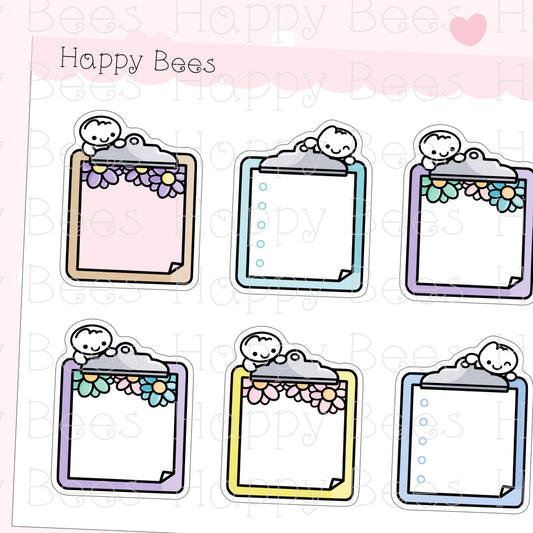 Clipboard Memo & To Do List - Cute Floral Doodles Hobonichi Cousin Planner Stickers D10671