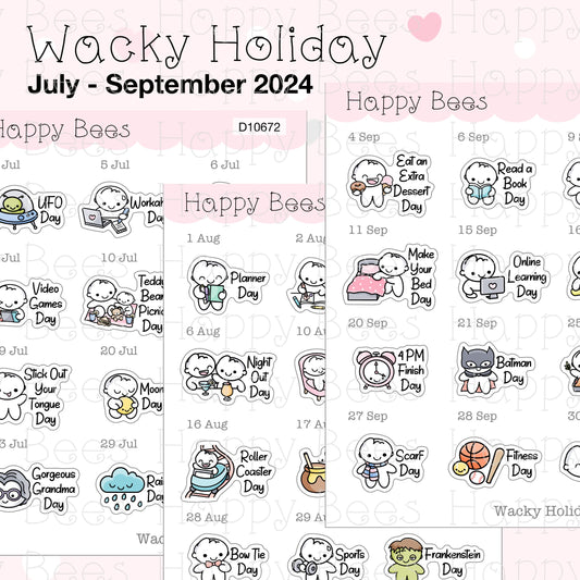 Wacky Holiday Doodles / July to September 2024 - Cute Journal Planner Stickers D10672