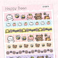 Happy Bees and Friends Washi Stripes - Cute Doodles Journal Planner Stickers D10674