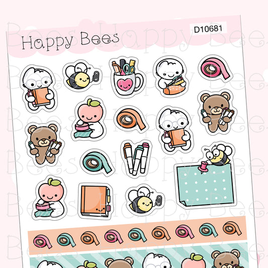 Stationery Lovers Washi & Deco Sheet - Cute Doodles Journal Planner Stickers D10681