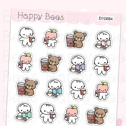 Coffee Time Doodles Vol. 2 - Cute Cafe Drinks Planner Stickers D10684