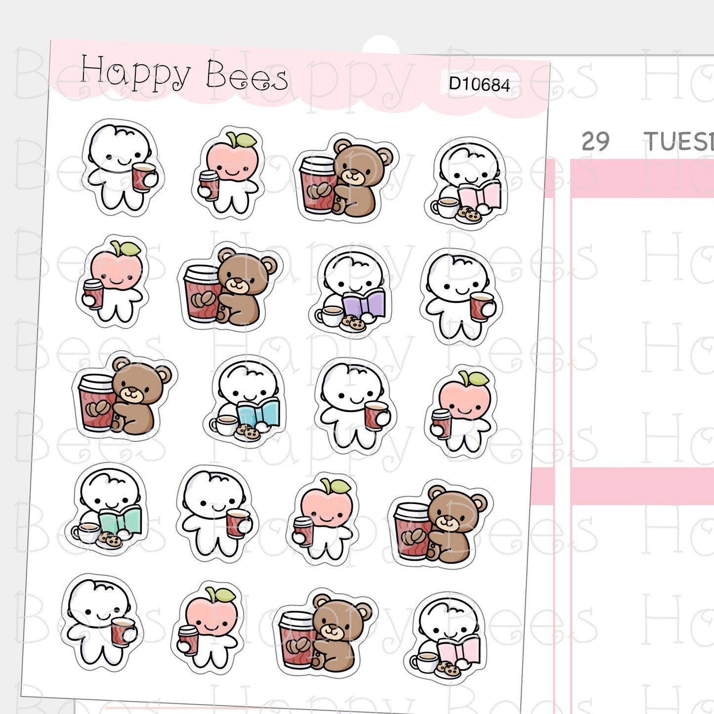 Coffee Time Doodles Vol. 2 - Cute Cafe Drinks Planner Stickers D10684