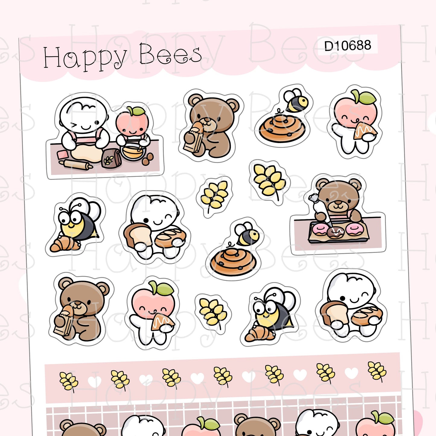 Bakery Washi & Deco Sheet - Cute Doodles Journal Planner Stickers D10688