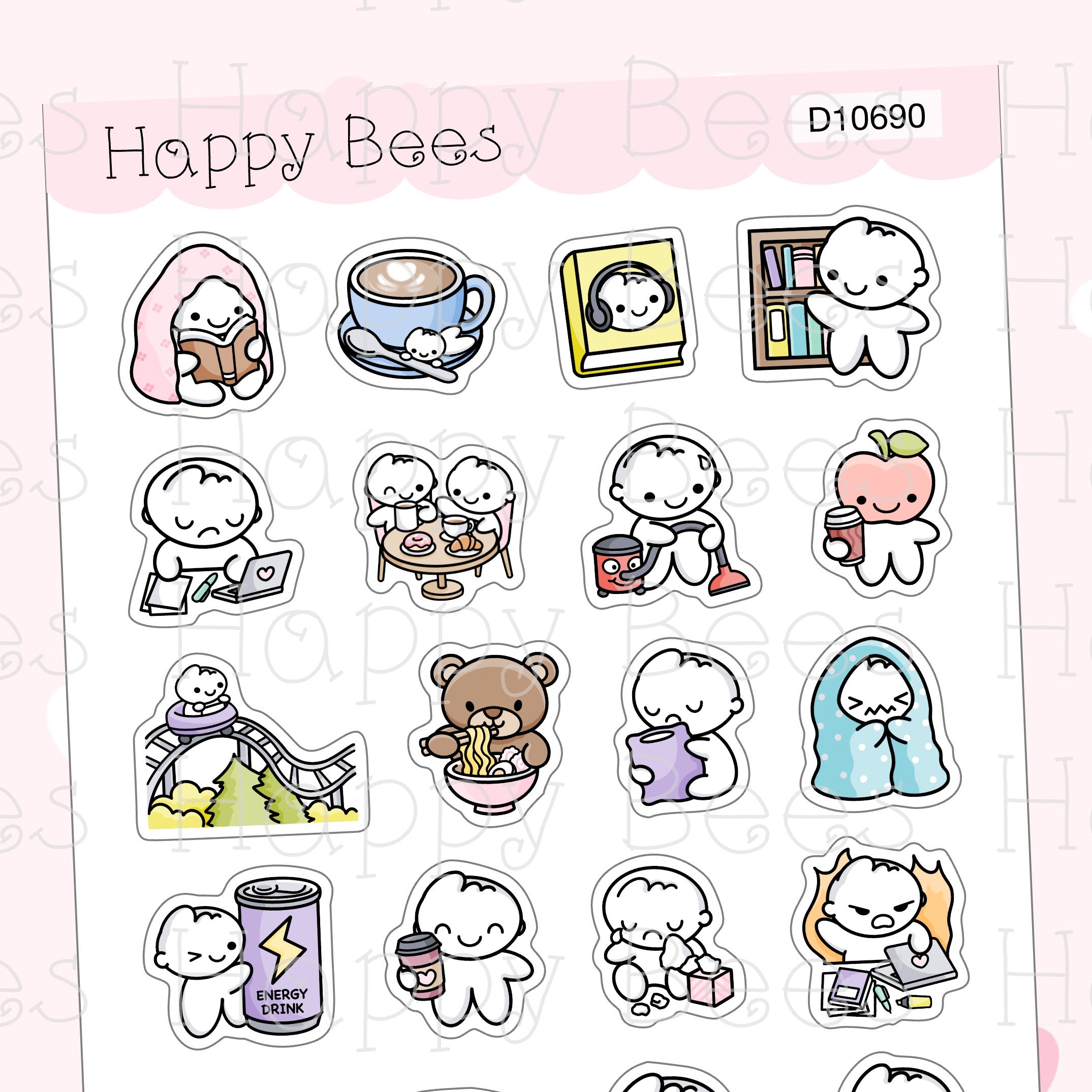 2 Year Anniversary Sampler - Cute Doodles Journal Planner Stickers D10690