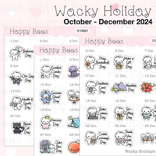 Wacky Holiday Doodles / October to December 2024 - Cute Journal Planner Stickers D10691