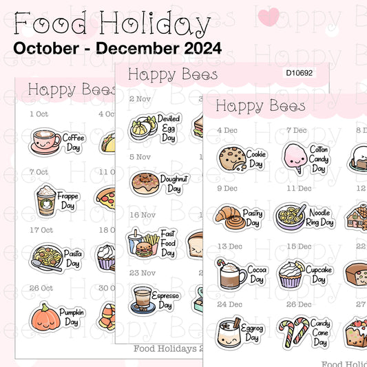 Food Holiday Doodles / October to December 2024 - Cute Festival Planner Stickers D10692