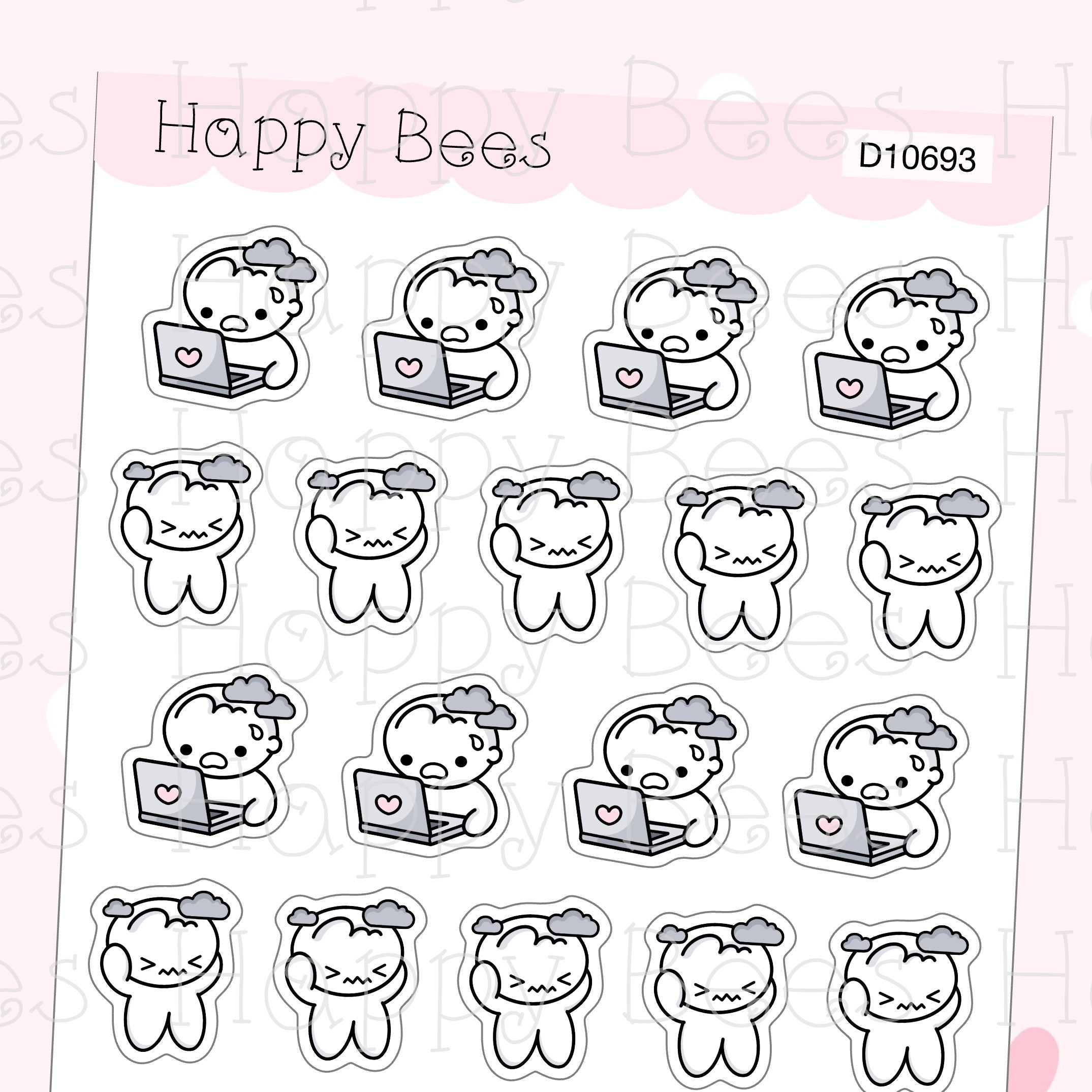Brain Fog Doodles - Cute Mental Health Self Care Planner Stickers D10693