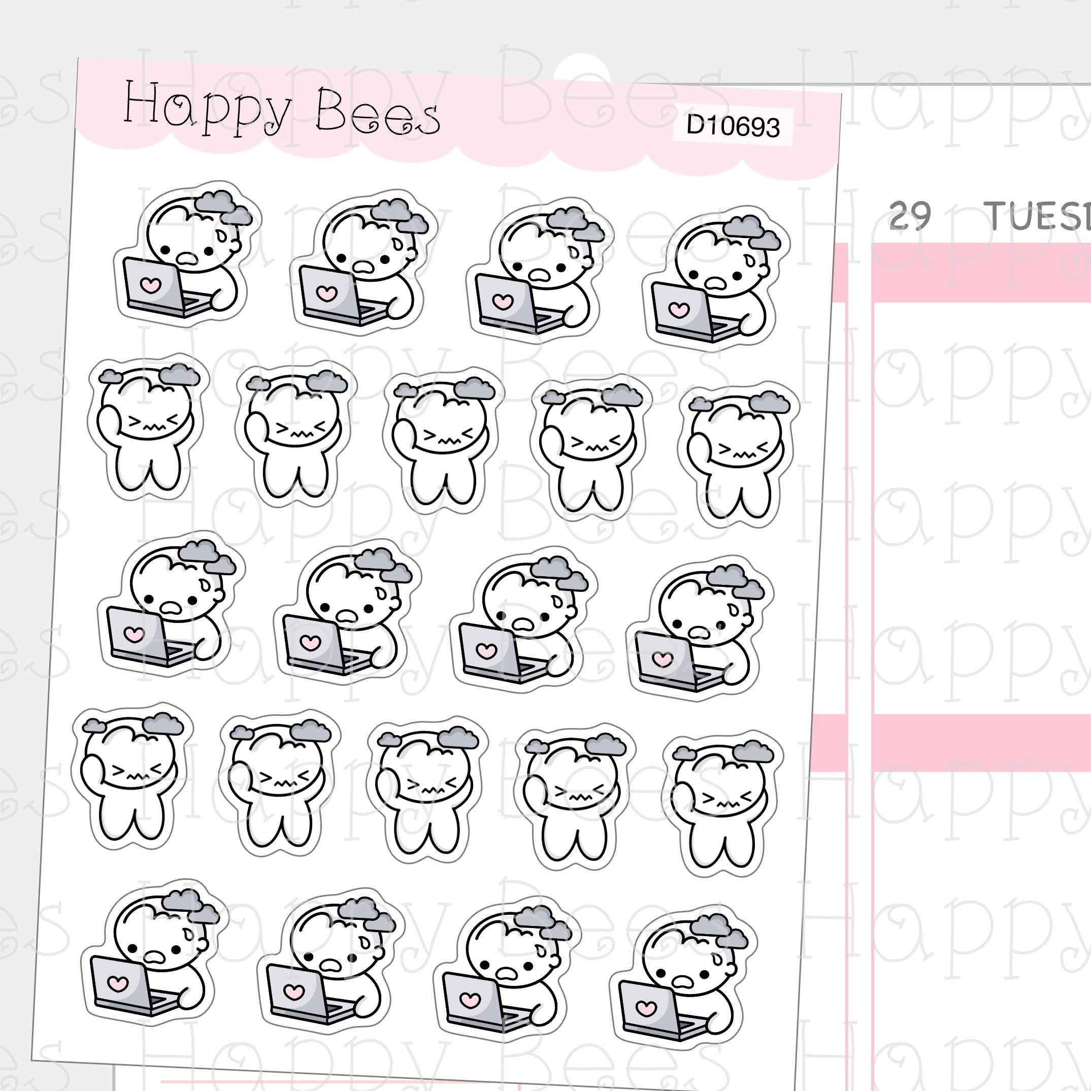 Brain Fog Doodles - Cute Mental Health Self Care Planner Stickers D10693