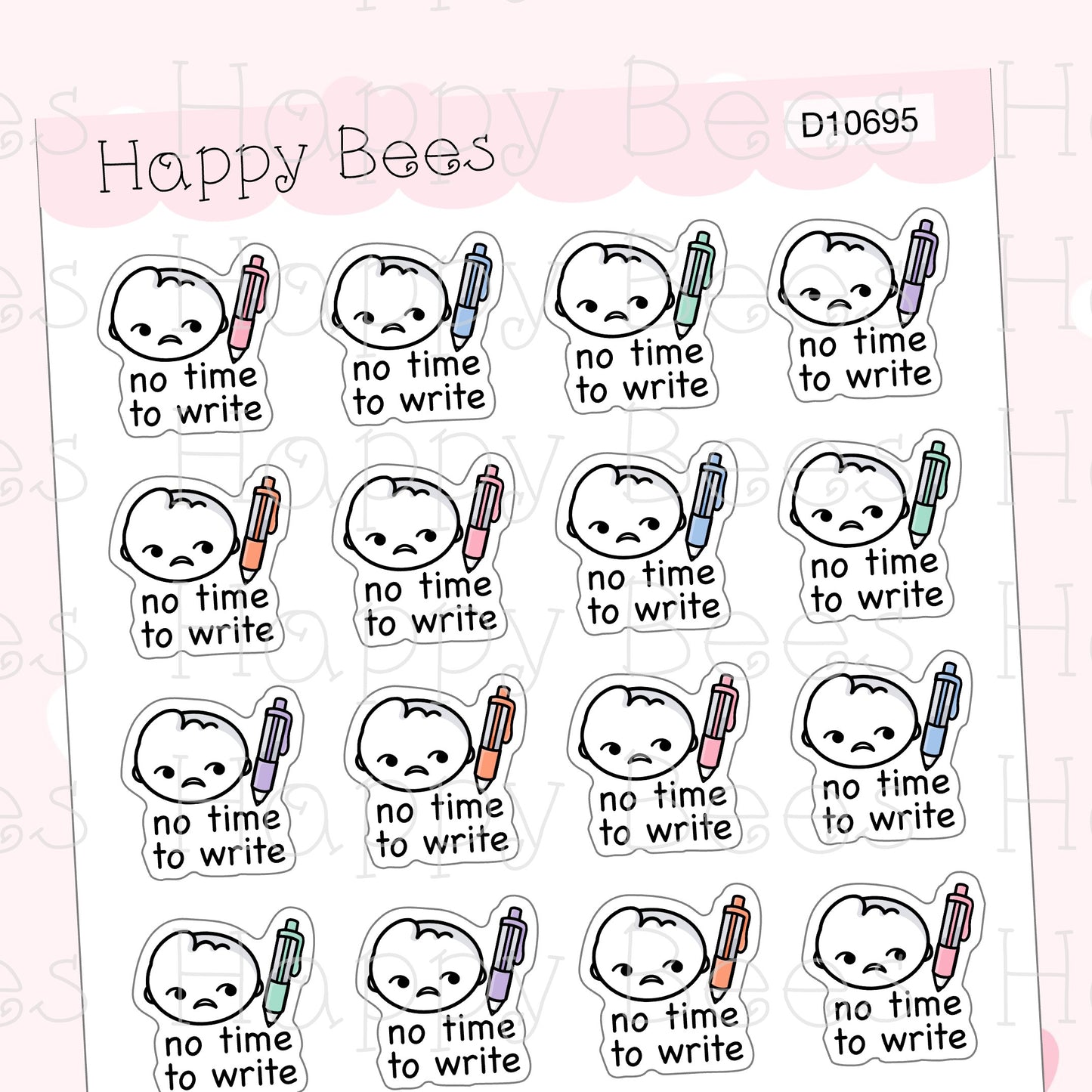 No Time to Write Doodles - Cute Planning Journaling Planner Stickers D10695