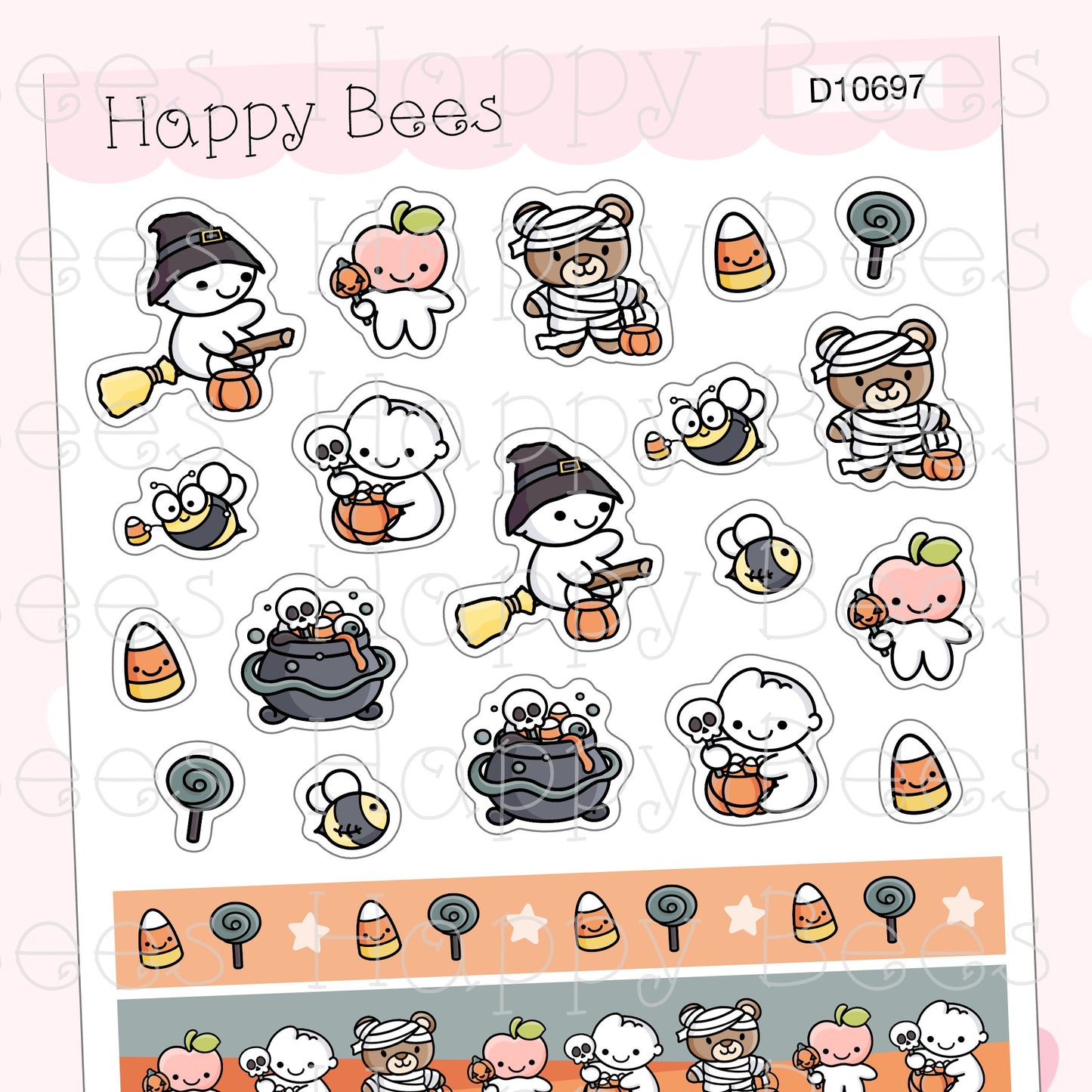 Sweet Monster Washi & Deco Sheet - Cute Doodles Journal Planner Stickers D10697