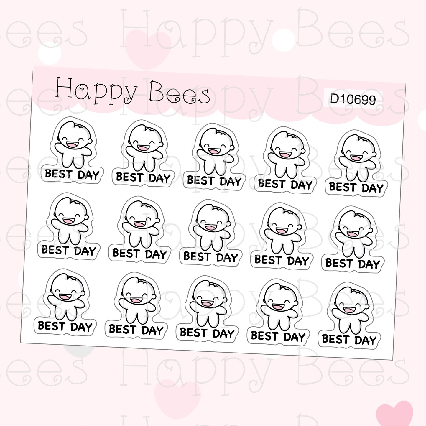 Best Day Doodles - Cute Emotion Self Care Planner Stickers D10699