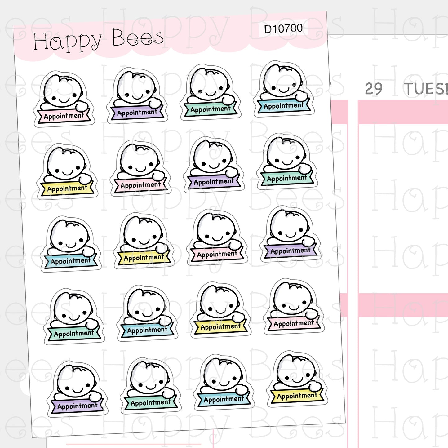 Appointment Doodles - Cute Work Planner Stickers D10700