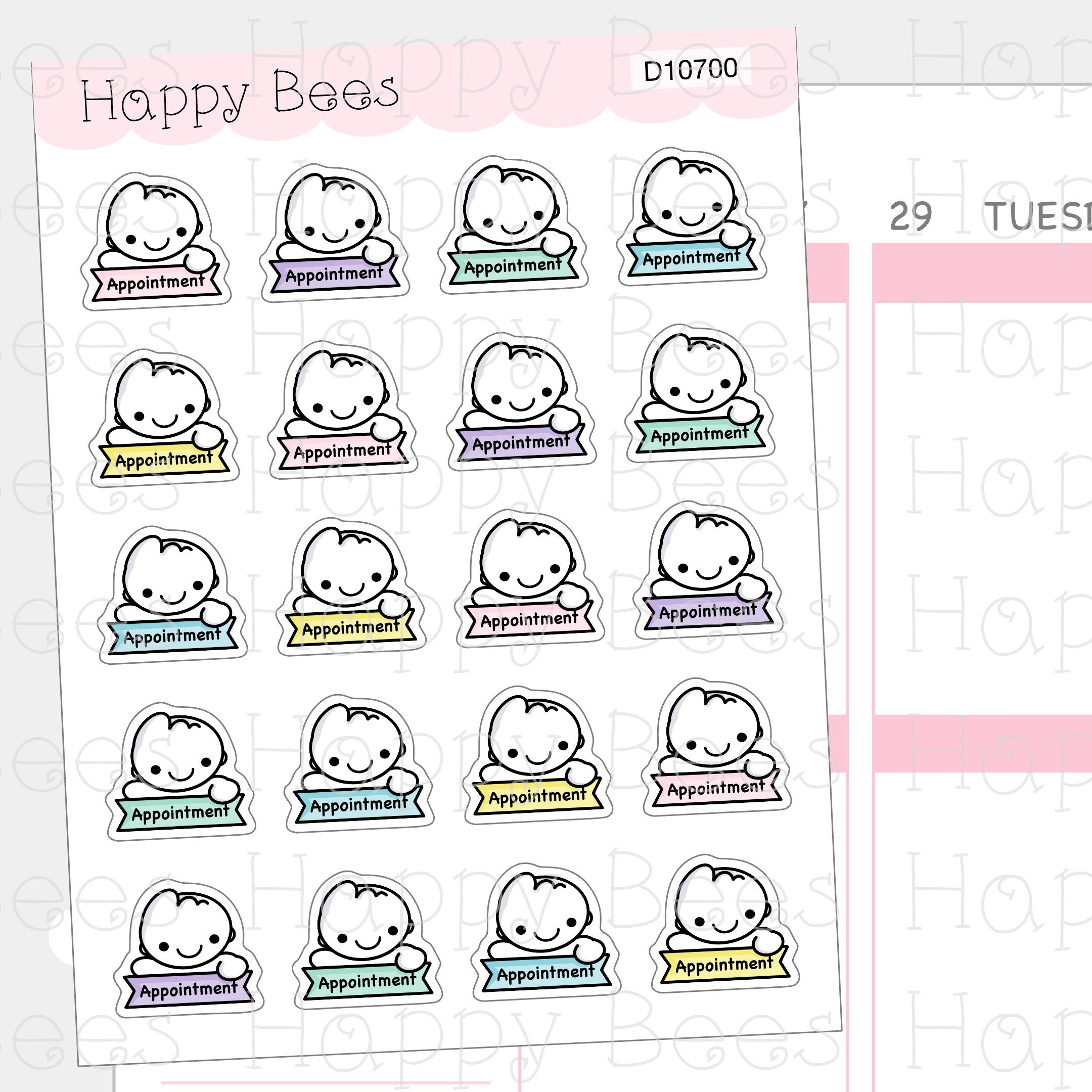 Appointment Doodles - Cute Work Planner Stickers D10700