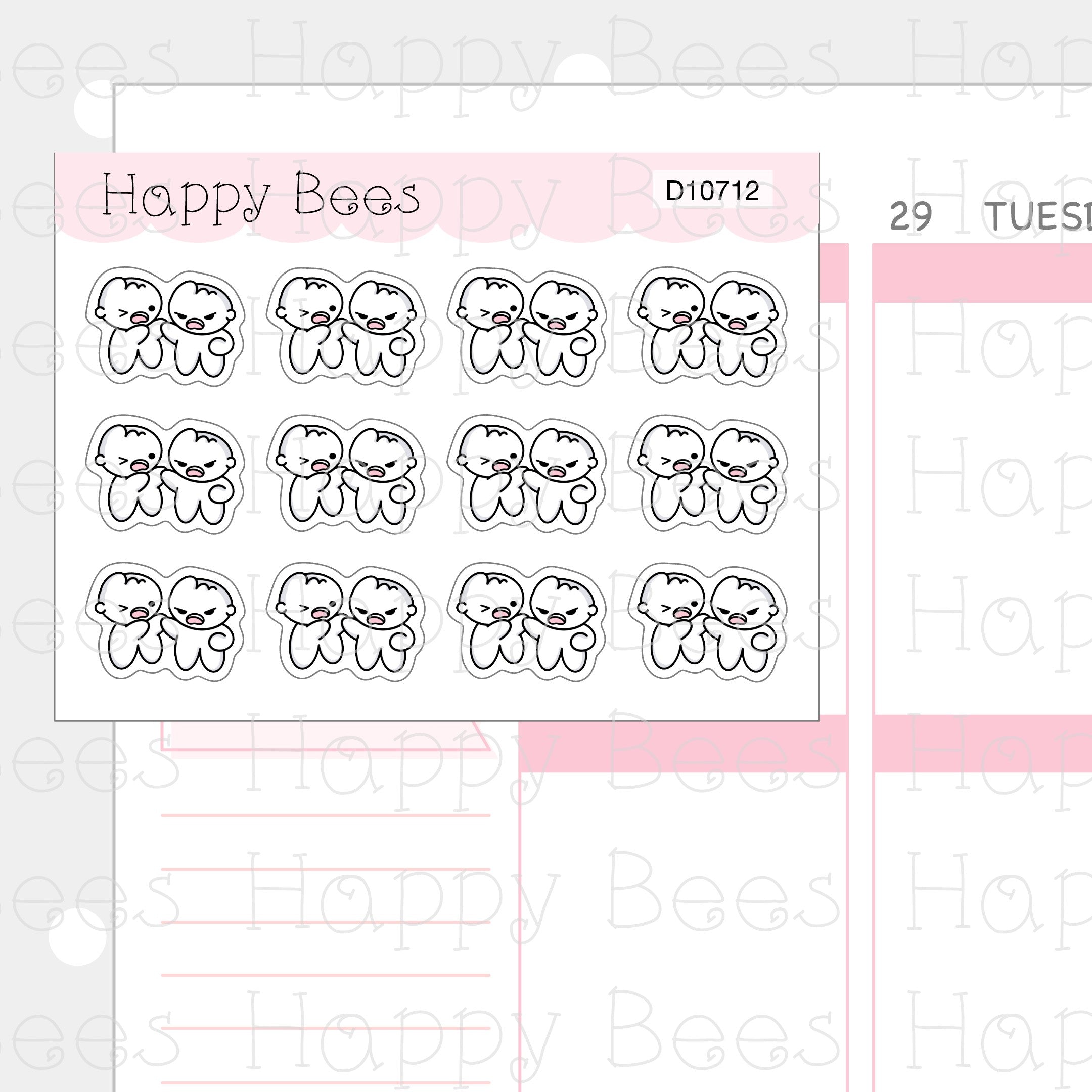 Arguing Doodles - Cute Frustrated Angry Mood Planner Stickers D10712