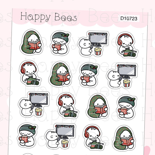 Festive Cozy Evening Doodles - Cute Christmas Planner Stickers D10723