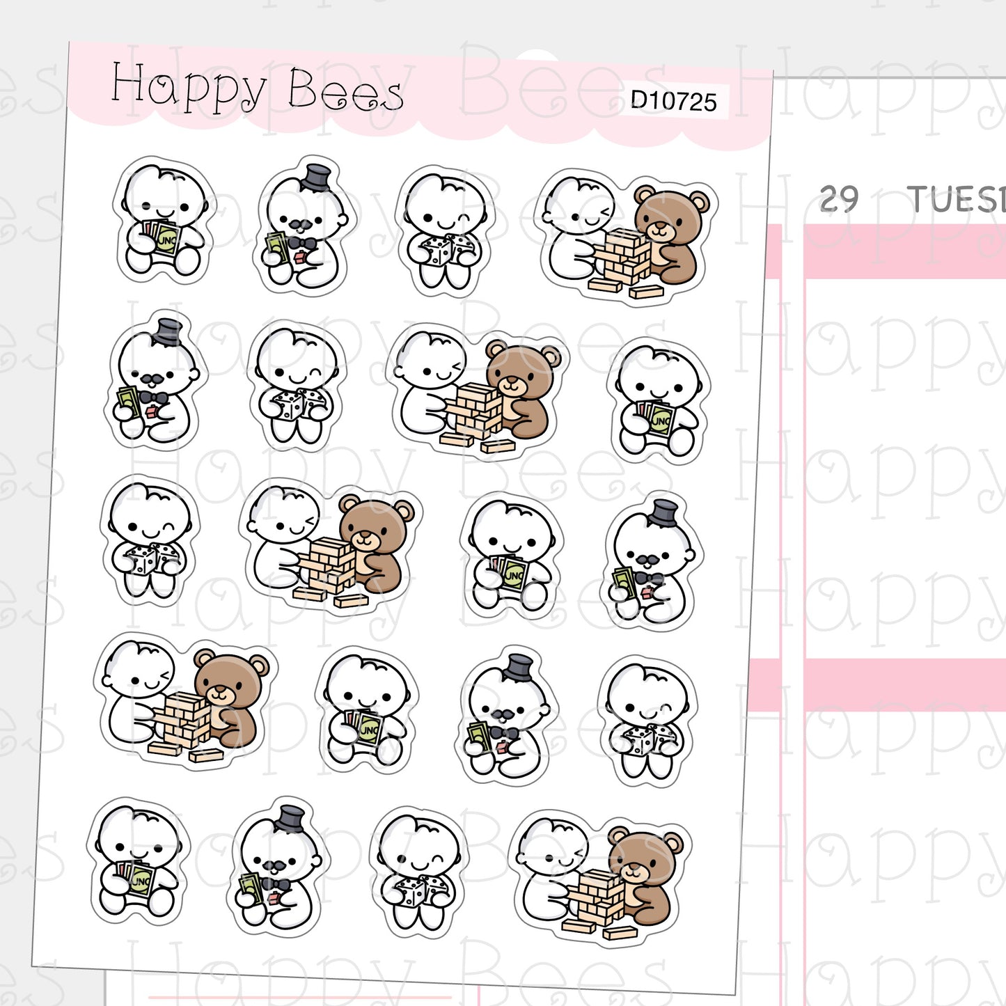 Board Game Doodles - Cute Game Night Planner Stickers D10725