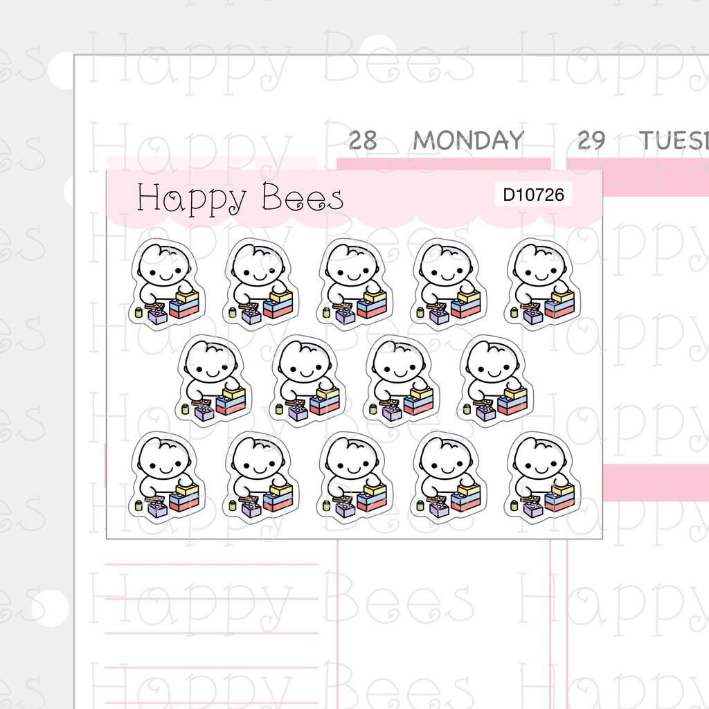 Building Blocks Doodles - Cute Games Lego Planner Stickers D10726