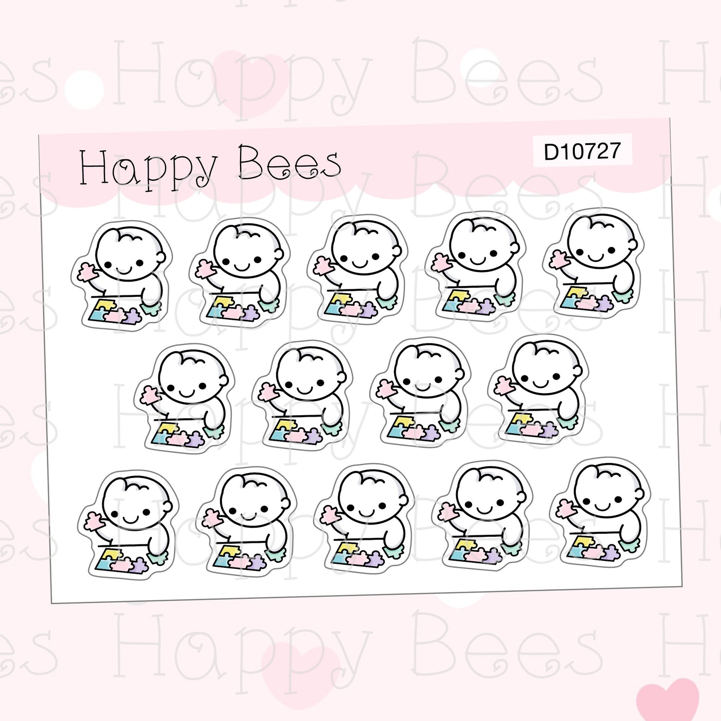 Puzzle Time Doodles - Cute Game Night Planner Stickers D10727