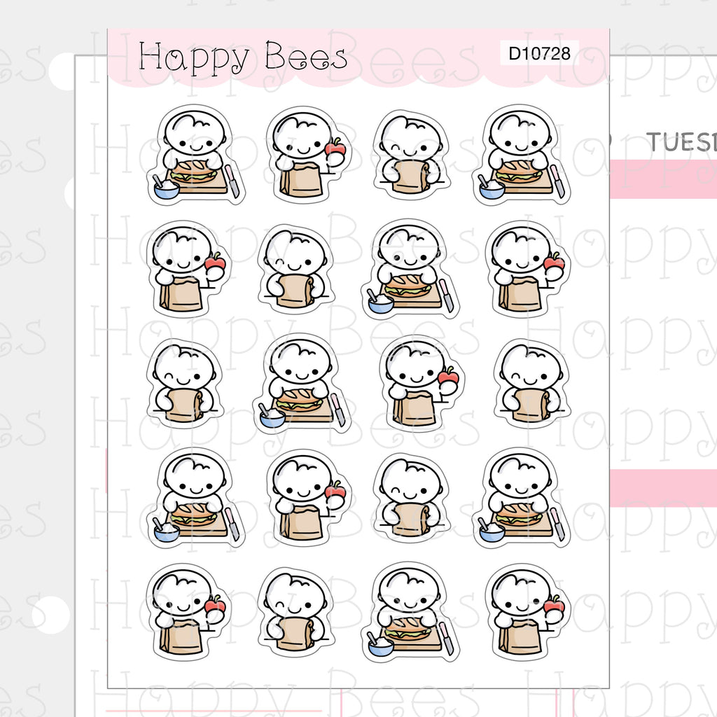 Packing Lunch Doodles - Cute Food Planner Stickers D10728