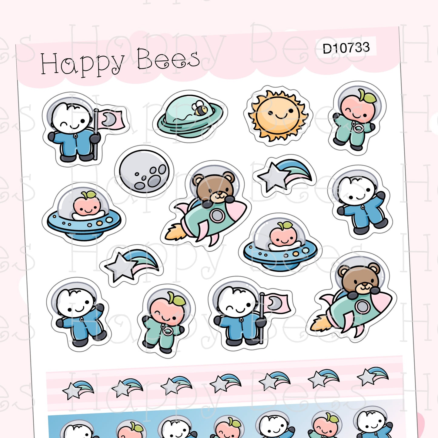 Space Adventure Washi & Deco Sheet - Cute Doodles Journal Planner Stickers D10733