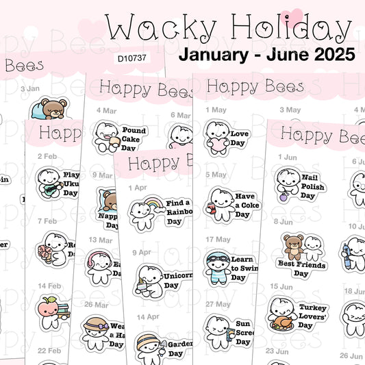 Wacky Holiday Doodles / January to June 2025 - Cute Journal Planner Stickers D10737-739