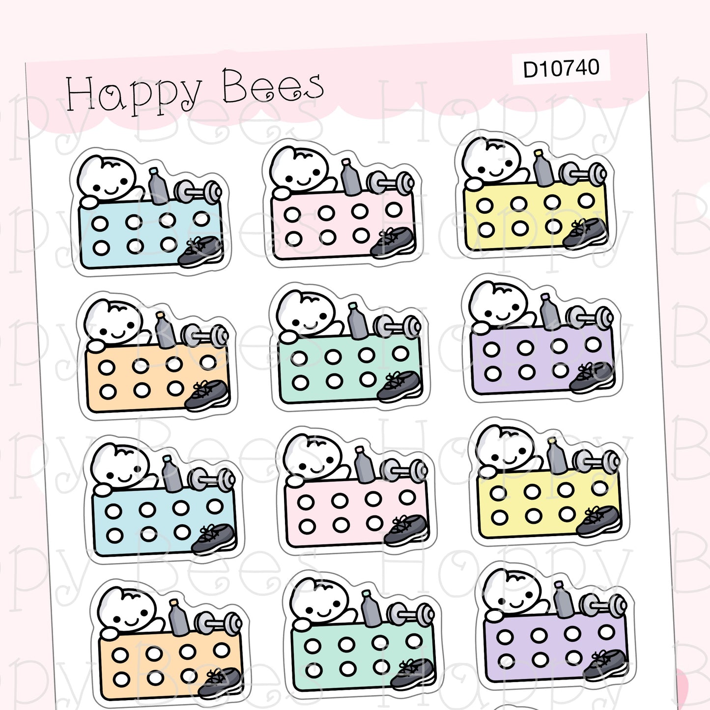 Workout Trackers - Cute Exercise Doodles Planner Stickers D10740