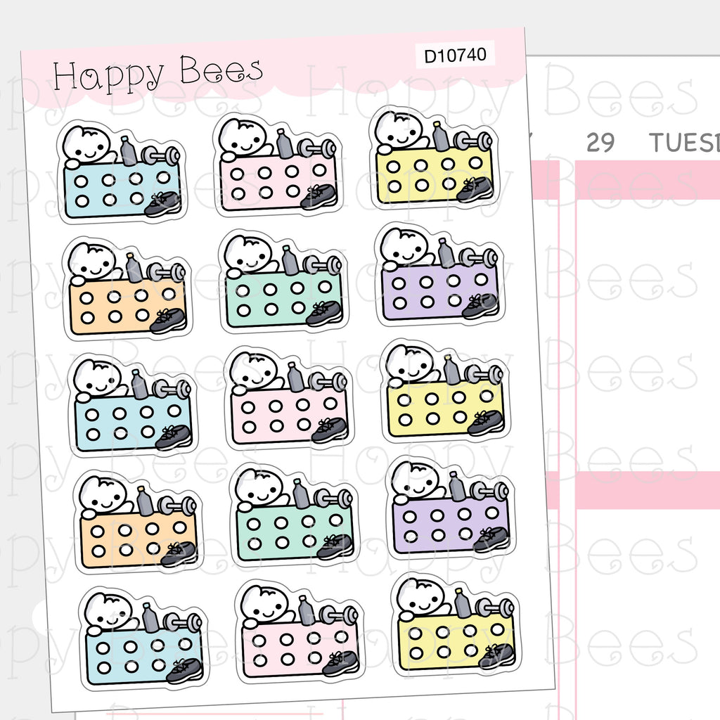 Workout Trackers - Cute Exercise Doodles Planner Stickers D10740