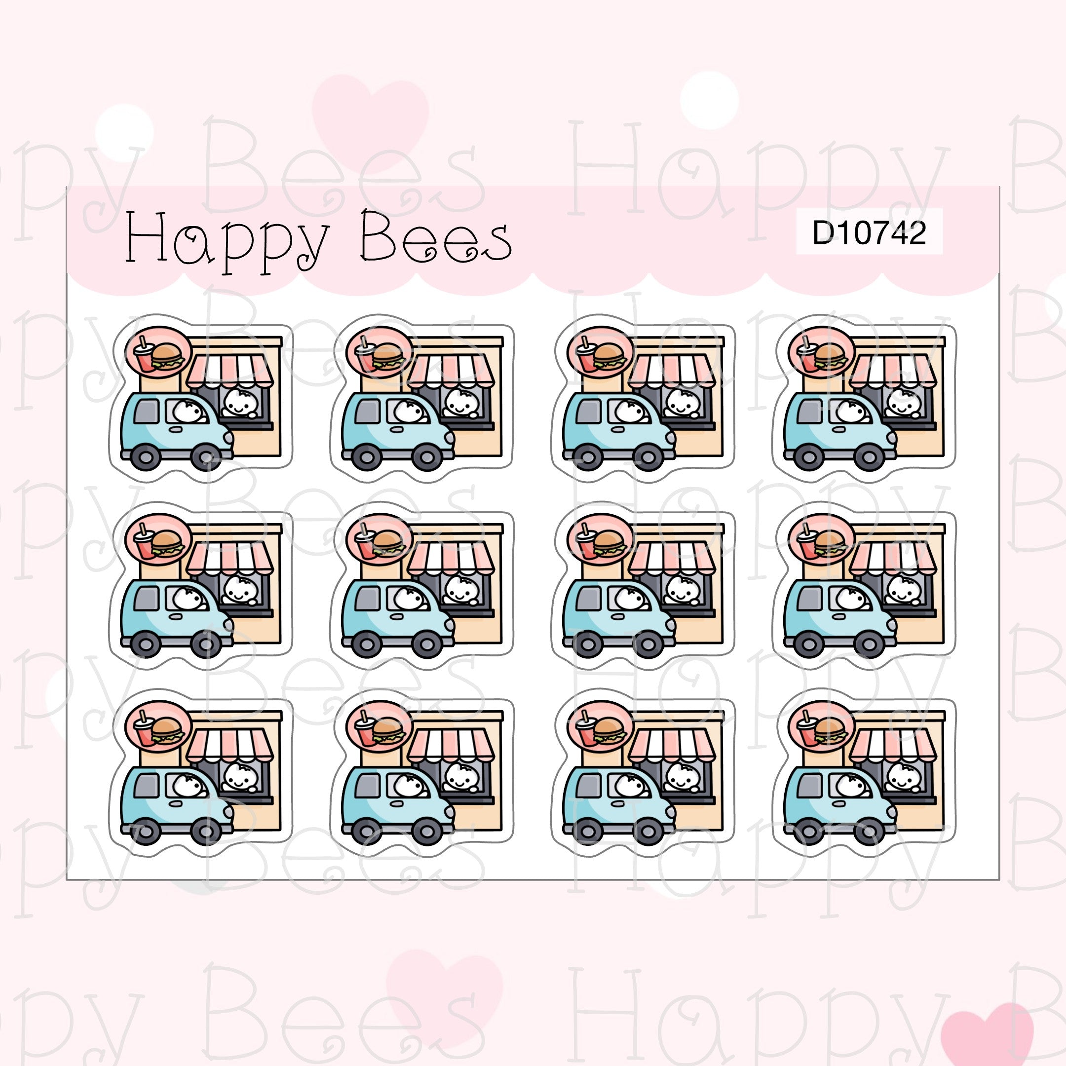 Drive Thru Doodles - Cute Takeaway Food Delivery Planner Stickers D10742