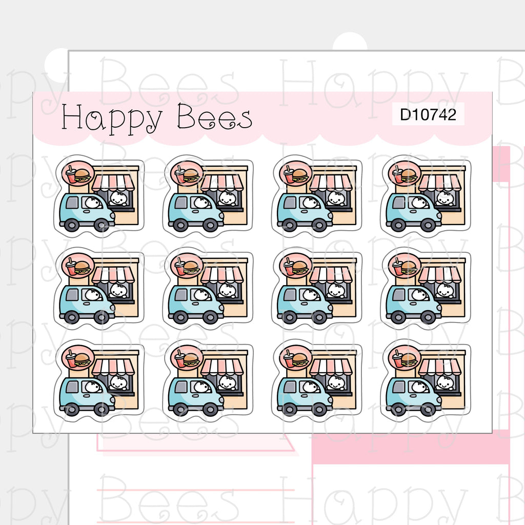 Drive Thru Doodles - Cute Takeaway Food Delivery Planner Stickers D10742