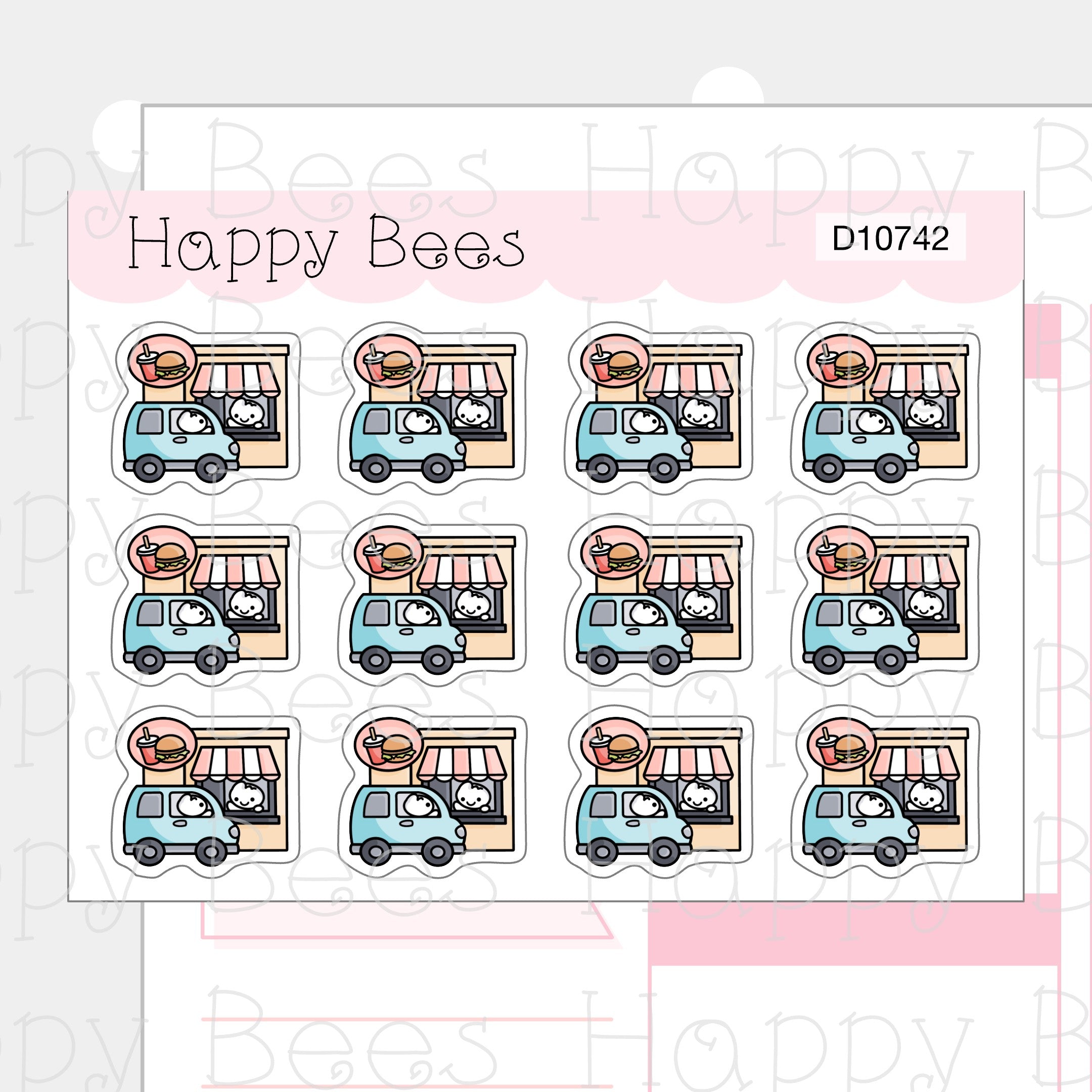 Drive Thru Doodles - Cute Takeaway Food Delivery Planner Stickers D10742