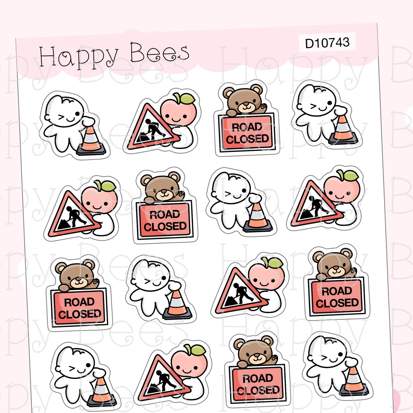 Road Works Doodles - Cute Driving Car Planner Stickers D10743