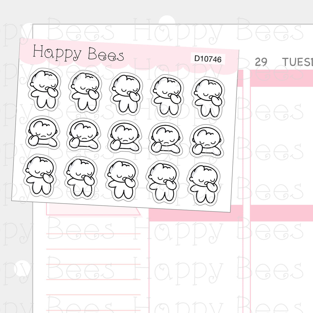 Indifferent Doodles - Cute Unconcerned Cold Mood Planner Stickers D10746