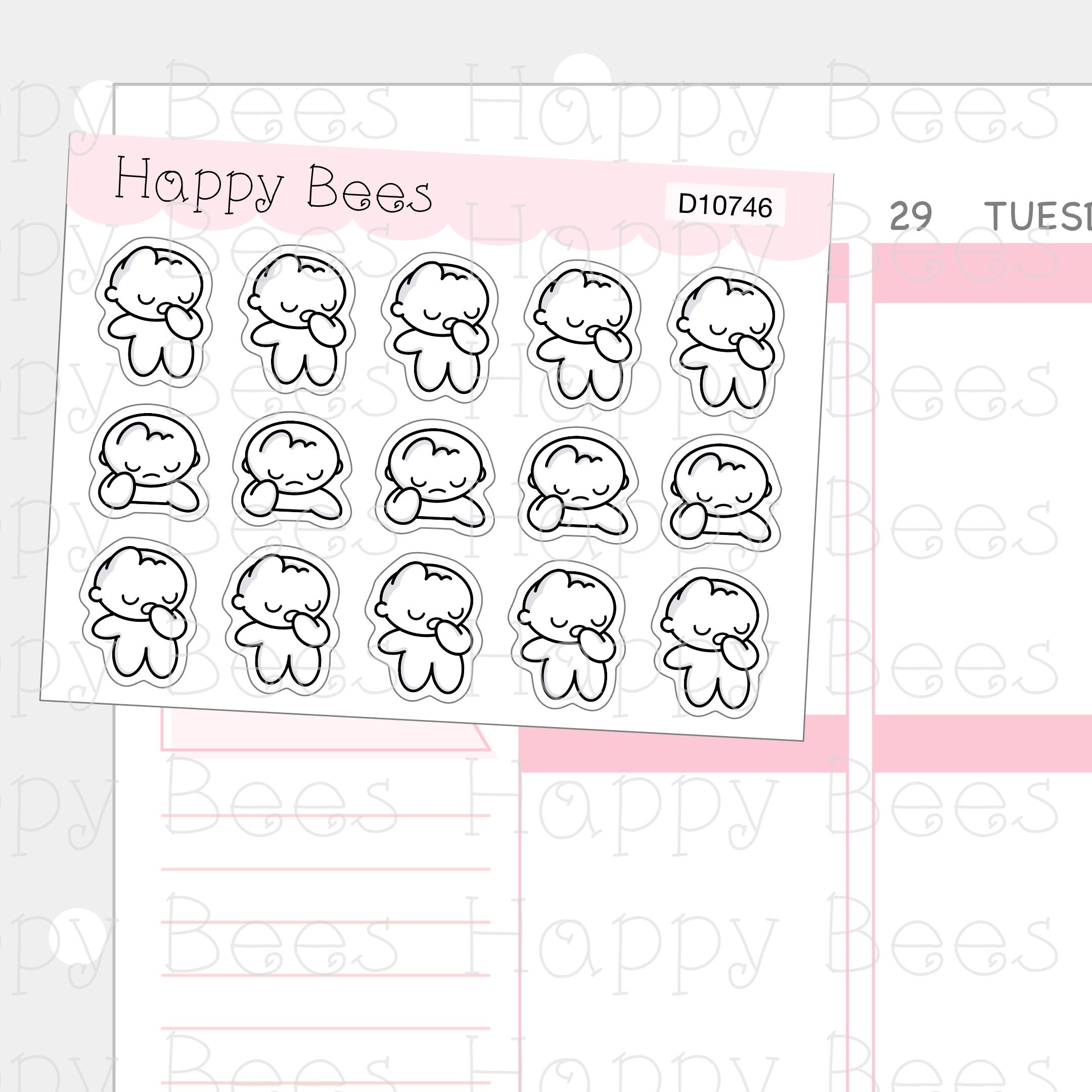Indifferent Doodles - Cute Unconcerned Cold Mood Planner Stickers D10746