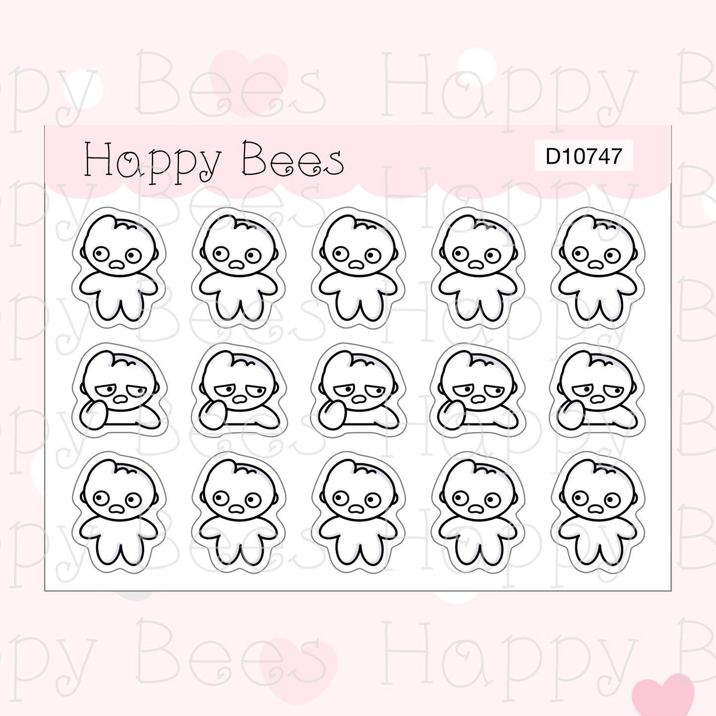 Bewildered Doodles - Cute Confused Puzzled Mood Planner Stickers D10747