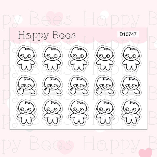 Bewildered Doodles - Cute Confused Puzzled Mood Planner Stickers D10747