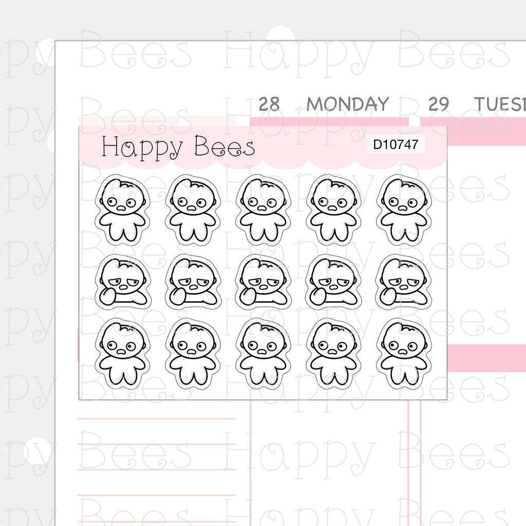 Bewildered Doodles - Cute Confused Puzzled Mood Planner Stickers D10747