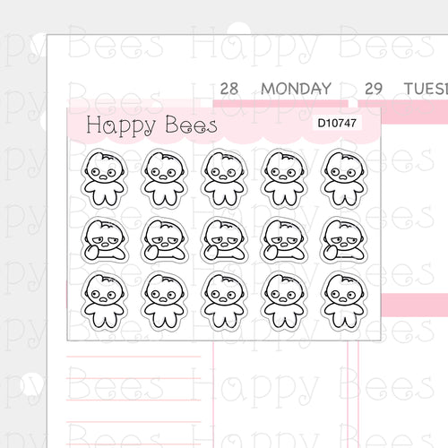 Bewildered Doodles - Cute Confused Puzzled Mood Planner Stickers D10747