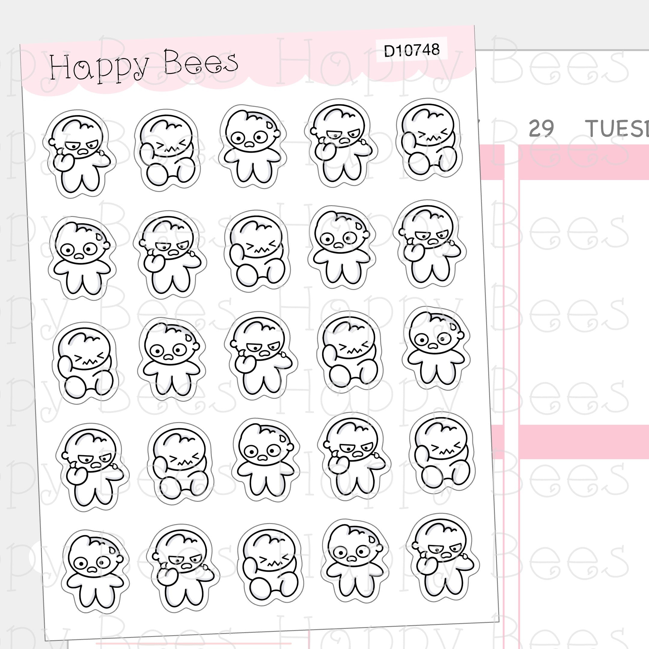 Devastated Doodles - Cute Ruin Mood Self Care Planner Stickers D10748