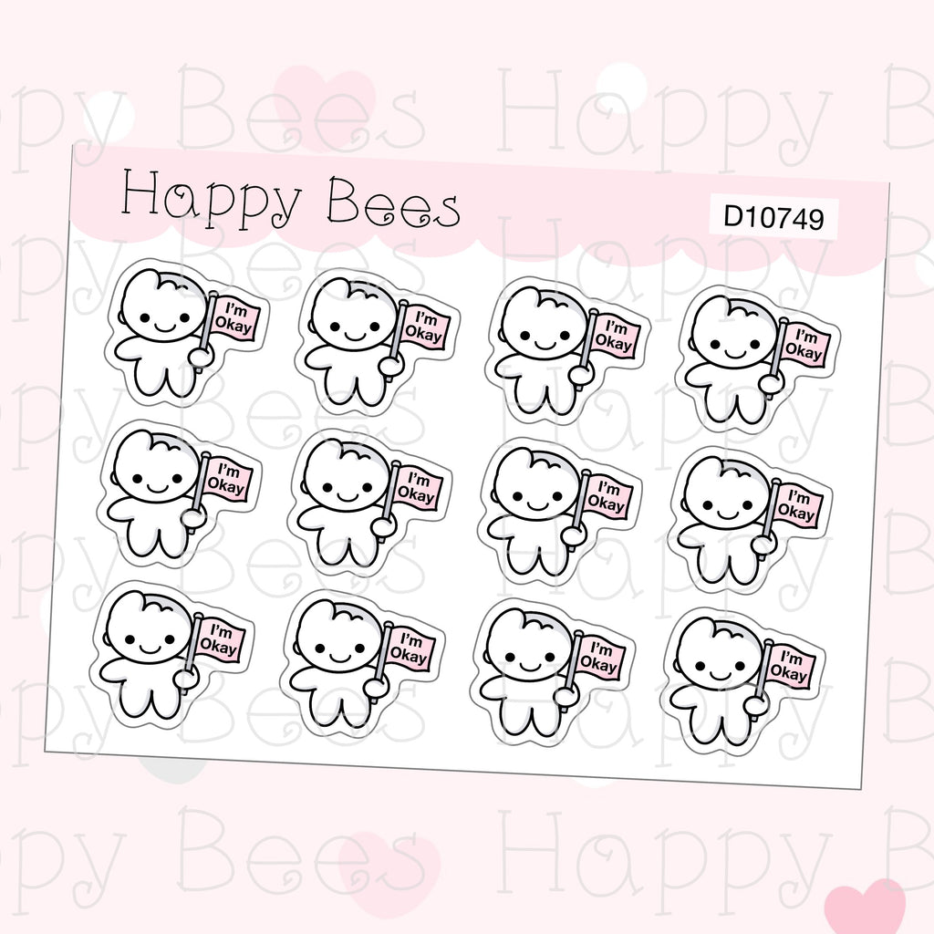 I'm Okay Doodles - Cute Positive Emotion Mood Planner Stickers D10749