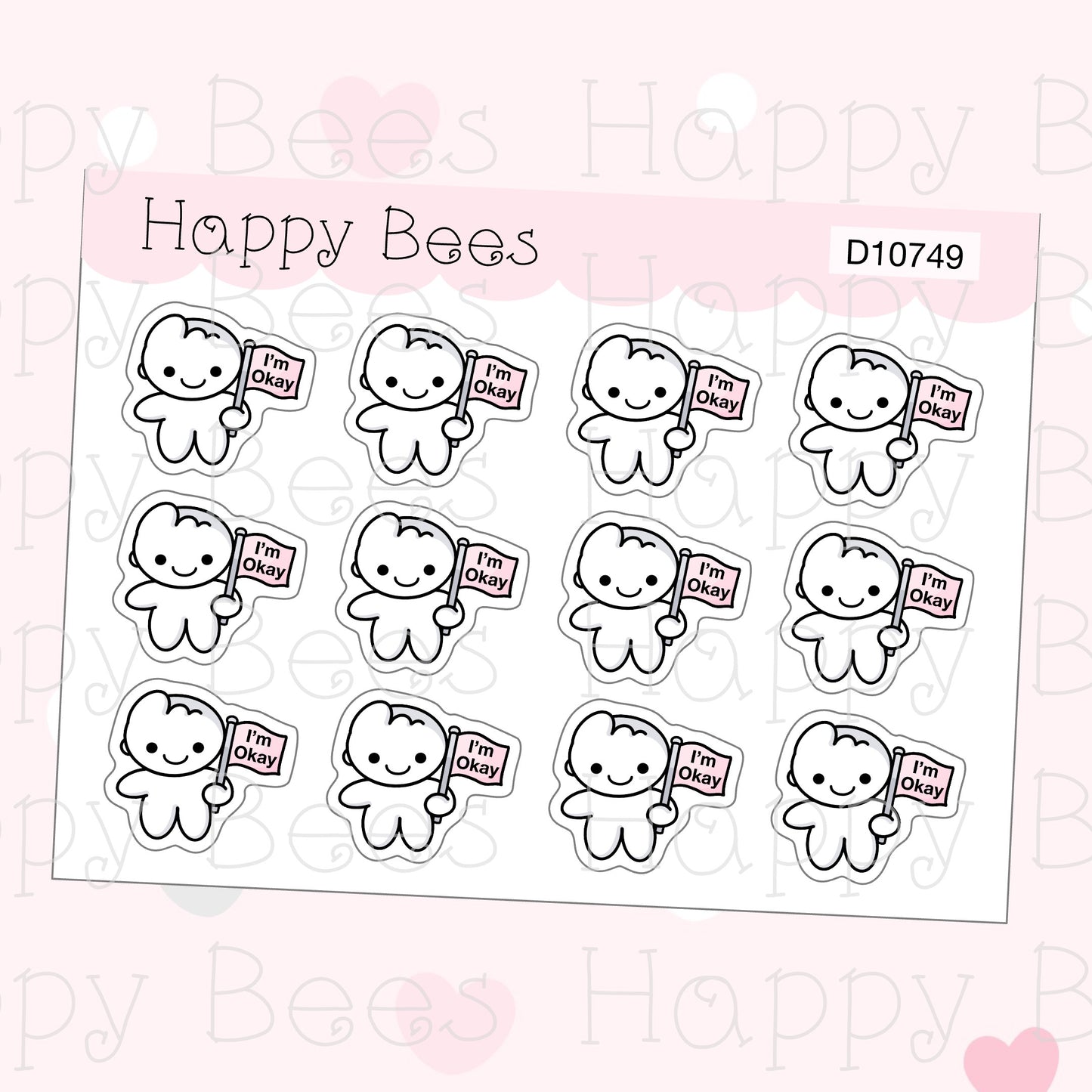 I'm Okay Doodles - Cute Positive Emotion Mood Planner Stickers D10749