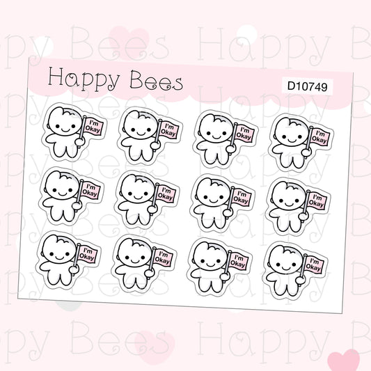 I'm Okay Doodles - Cute Positive Emotion Mood Planner Stickers D10749