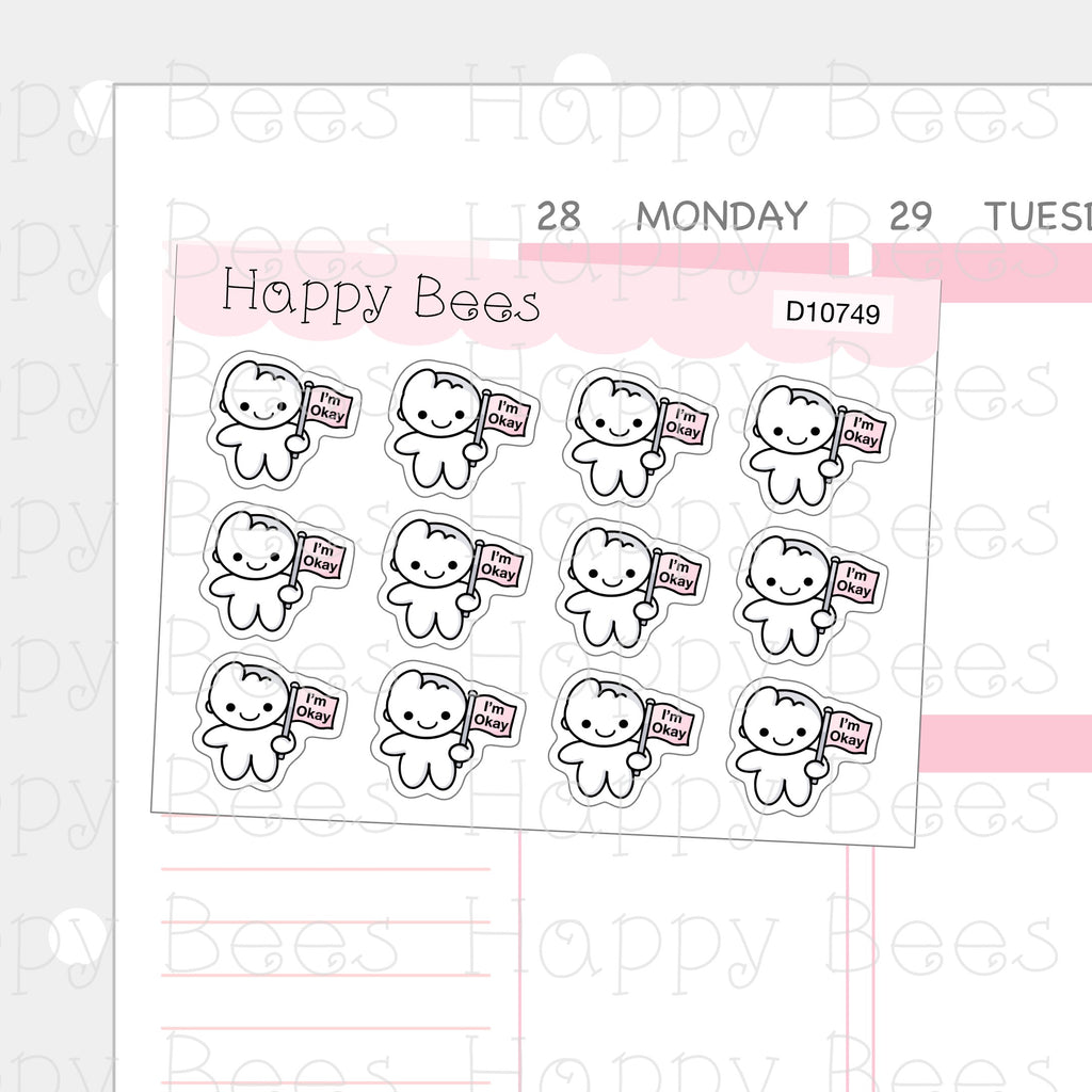 I'm Okay Doodles - Cute Positive Emotion Mood Planner Stickers D10749