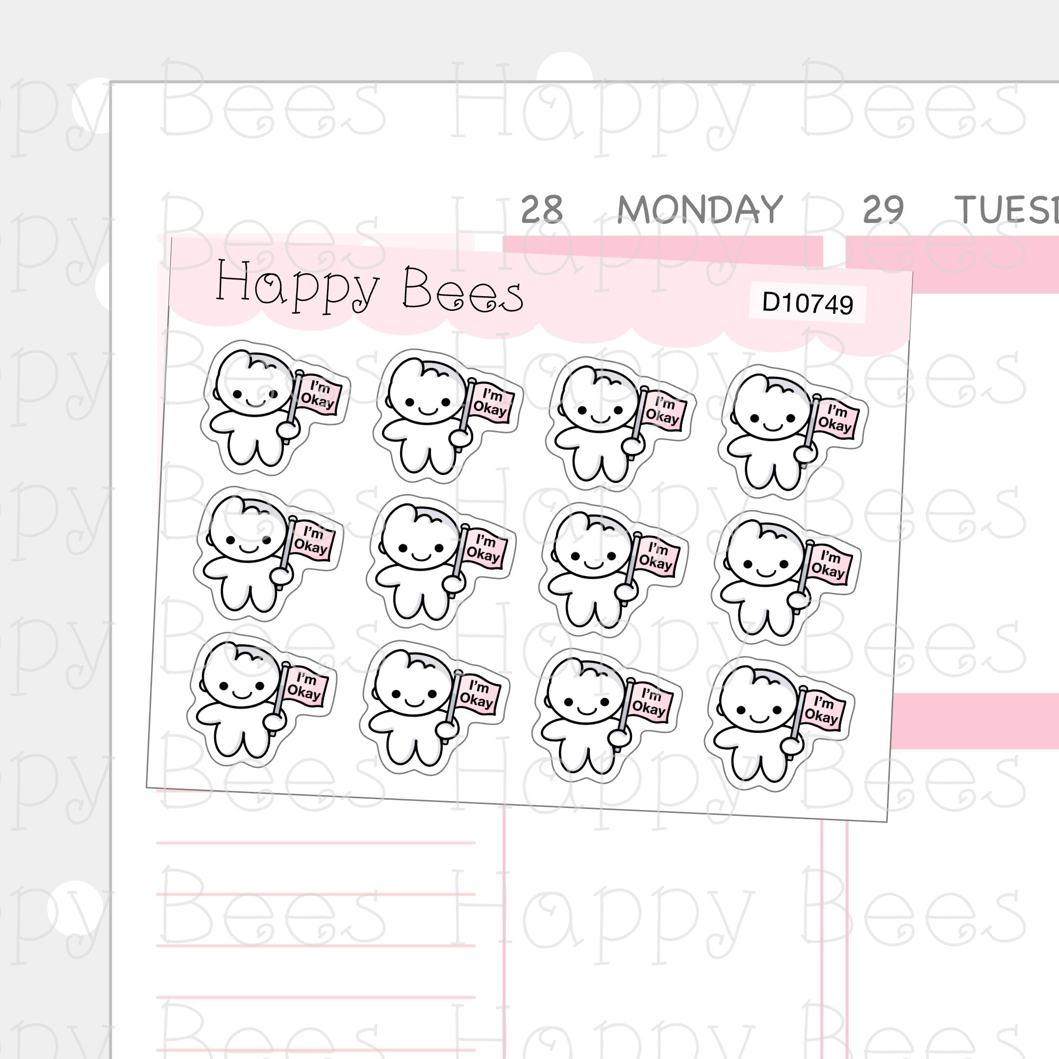 I'm Okay Doodles - Cute Positive Emotion Mood Planner Stickers D10749