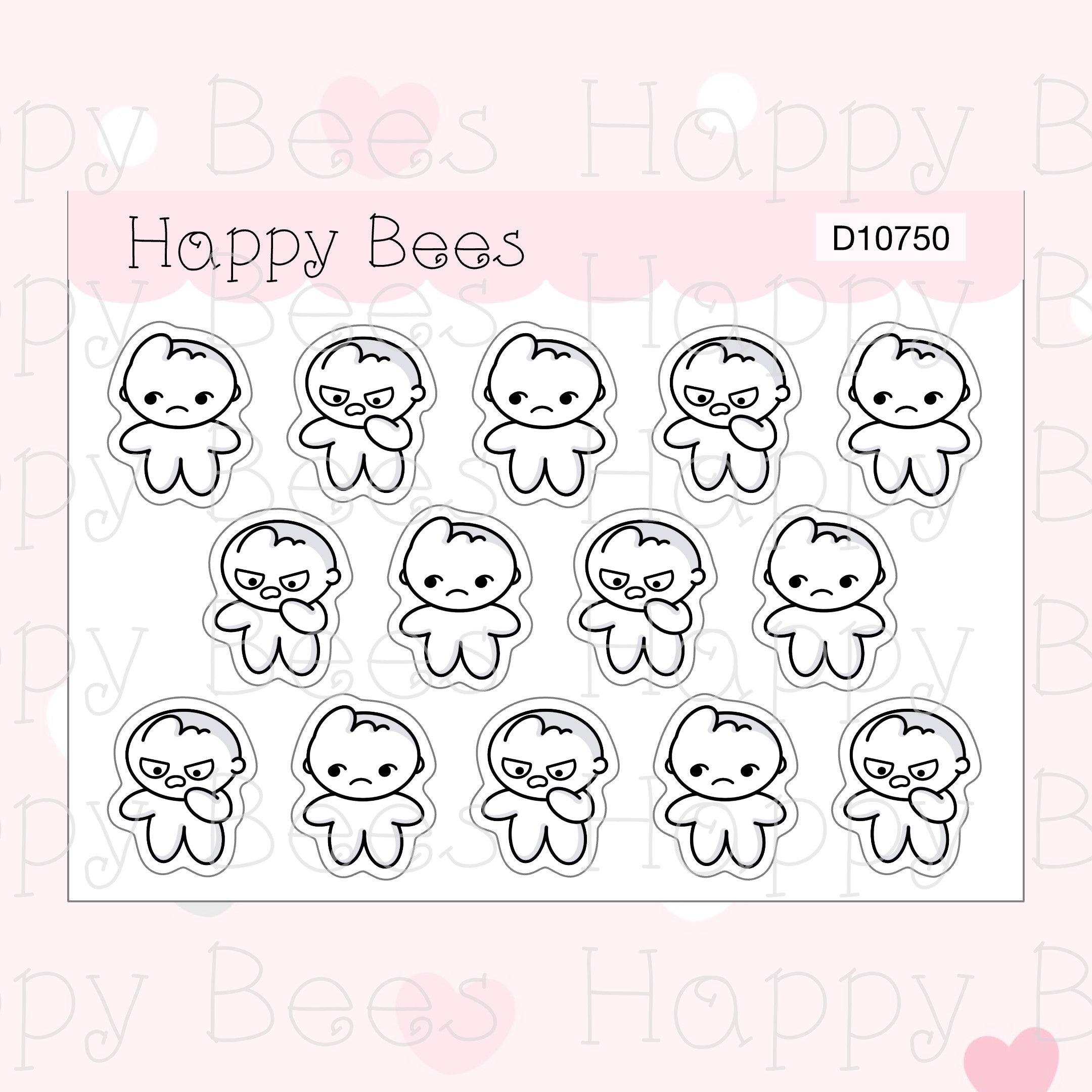 Ugh Doodles - Cute Disgust Horror Mood Planner Stickers D10750