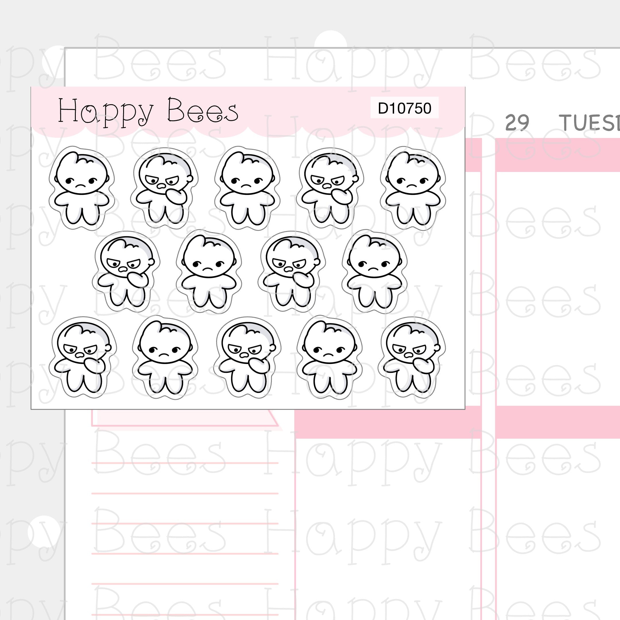 Ugh Doodles - Cute Disgust Horror Mood Planner Stickers D10750