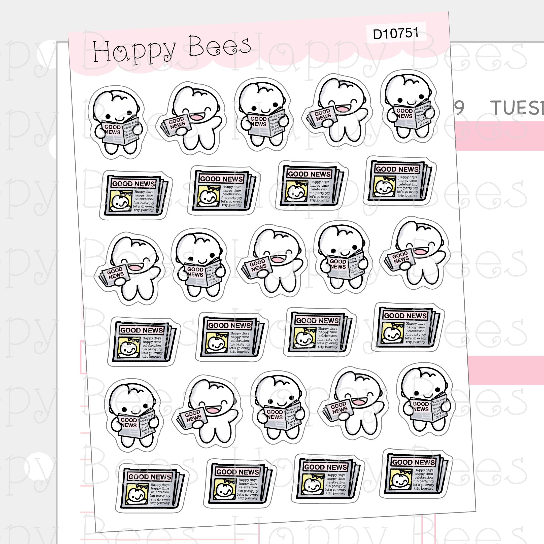 Good News Doodles - Cute Positive Mood Self Care Planner Stickers D10751